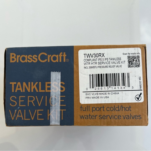BRASSCRAFT TANKLESS SERVICE VALVE KIT TWV30RX IPS X IPS ONE NEW IN BOX! - Picture 4 of 8
